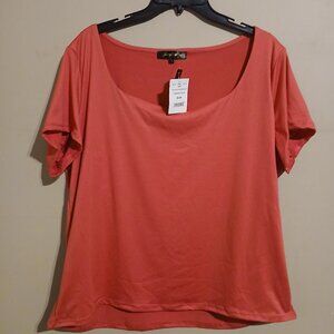 Women’s Scoop Neck Short Sleeve Top - Coral